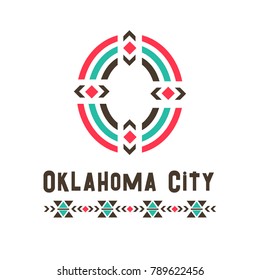 Oklahoma City Logo. A Good Place Of Ideal Perfection, Imagined Community Or Society, Name Of An Imaginary Country, O Letter In Ethnic Original Design. Vector Illustration