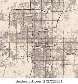 Oklahoma City Map jede Linie ist eine akribische Skizze Gitter Perfektion sepia Unterton Erfassung der Essenz des städtischen Lebens, betont raffinierte Linienarbeit, mit ausgewogener Zusammensetzung.