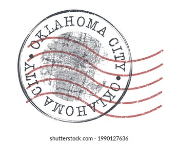 Oklahoma City, OK, USA Stamp Map Postal. Silhouette Seal Roads and Streets. Passport Round Design. Vector Icon. Design Retro Travel National Symbol.