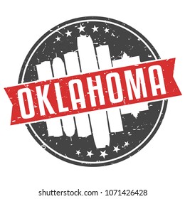 Oklahoma City Round. Travel Stamp Icon Skyline City Design. Seal Badge Illustration vector Clip Art.