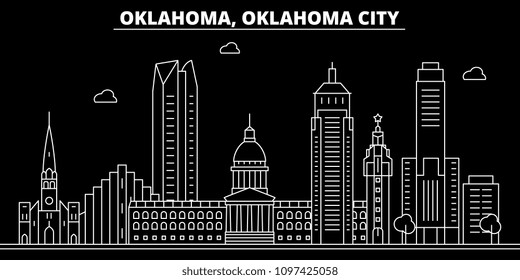 Oklahoma City silhouette skyline. USA - Oklahoma City vector city, american linear architecture, buildings. Oklahoma City travel illustration, outline landmarks. USA flat icon, american line banner