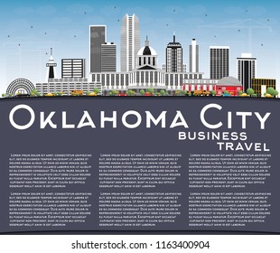 Oklahoma City Skyline with Gray Buildings, Blue Sky and Copy Space. Vector Illustration. Business Travel and Tourism Concept with Modern Architecture. Oklahoma City Cityscape with Landmarks.