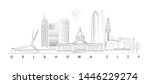 Oklahoma City, Oklahoma skyline minimal linear vector illustration and typography design 