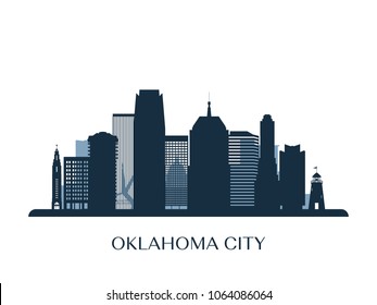 Oklahoma City skyline, monochrome silhouette. Vector illustration.