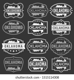 Oklahoma City Skyline. Premium Quality Stamp Frames. Grunge Design. Icon Art Vector. Old Style Frames.