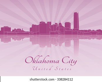 Oklahoma City skyline in radiant orchid in editable vector file