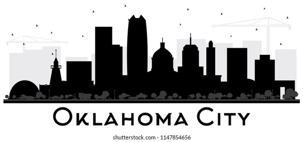 Oklahoma City Skyline Silhouette with Black Buildings Isolated on White. Vector Illustration. Business Travel and Tourism Concept with Modern Architecture. Oklahoma City Cityscape with Landmarks.