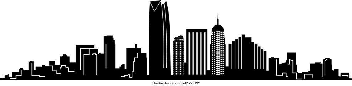 OKLAHOMA City Skyline Silhouette Cityscape Vector