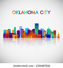 Oklahoma City Skyline Silhouette In Colorful Geometric Style. Symbol For Your Design. Vector Illustration.