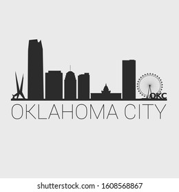 Oklahoma City. Skyline Silhouette City. Design Vector. Famous Monuments Tourism Travel. Buildings Tour Landmark.