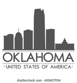 Oklahoma City Skyline. Silhouette Design City Vector Art. Landmark Illustration Logo.