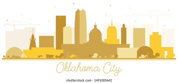 Oklahoma City Skyline Silhouette with Golden Buildings Isolated on White. Vector Illustration. Business Travel and Tourism Concept with Modern Architecture. Oklahoma City Cityscape with Landmarks.