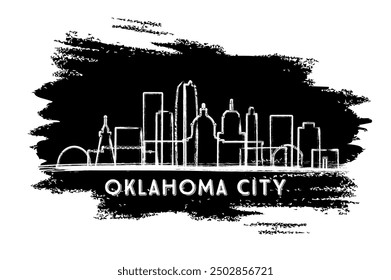 Oklahoma City Skyline Silhouette. Hand Drawn Sketch. Business Travel and Tourism Concept with Modern Architecture. Vector Illustration. Cityscape with Landmarks.