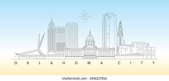 Oklahoma City, Oklahoma skyline vector illustration and typography design 