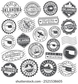 Oklahoma City, Oklahoma Stamp. Vector Art Postal. Passport Travel Design. Travel and Business Set.	