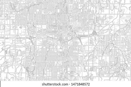 Oklahoma City, Oklahoma, USA, bright outlined vector map with bigger and minor roads and steets created for infographic backgrounds.