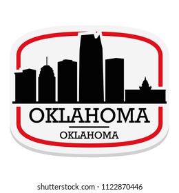 Oklahoma City USA Label Stamp Icon Skyline City Design Tourism.