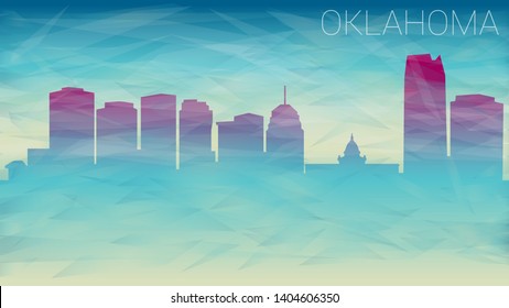 Oklahoma City USA Silhouette Vector Skyline. Broken Glass Abstract Geometric Dynamic Textured. Banner Background. Colorful Shape Composition.