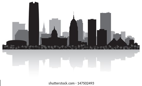 Oklahoma City USA Skyline Silhouette Vector Illustration