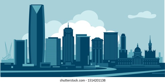 Oklahoma City USA urban skyline vector illustration