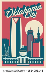 Oklahoma City USA urban skyline vector illustration
