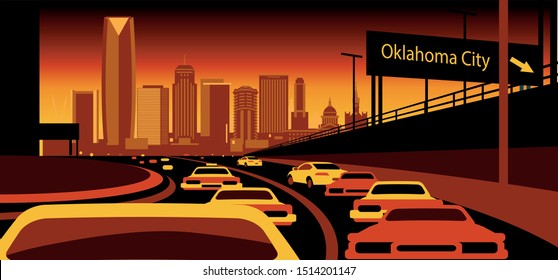 Oklahoma City USA urban skyline vector illustration