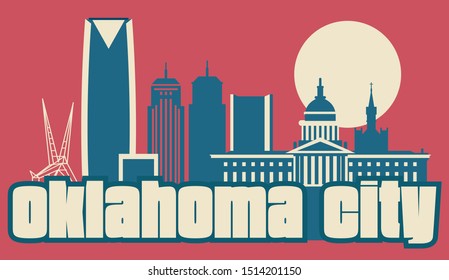 Oklahoma City USA Urban Skyline Vector Illustration