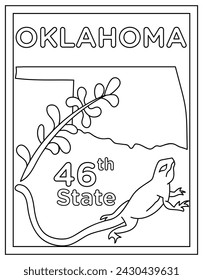 Oklahoma coloring page designed in hand drawn vectors 