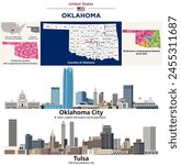 Oklahoma counties map and congressional districts since 2023 map. Oklahoma City (state