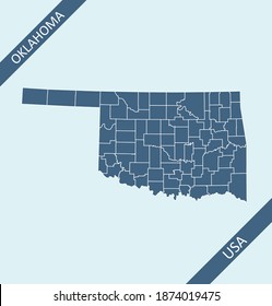 Oklahoma counties map vector outlines svg
