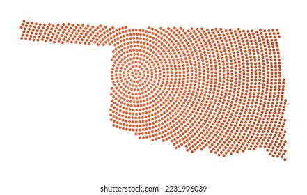 Oklahoma dotted map. Digital style shape of Oklahoma. Tech icon of the US state with graduated dots. Modern vector illustration.