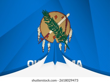 Oklahoma Flag with Abstract Paper Airplane Design, National Flag in a geometric folded paper style. Vector illustration.