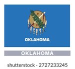 Oklahoma flag. American state flags in official colors and proportions