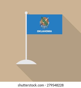 Oklahoma flag with flagpole flat icon with long shadow. Vector illustration EPS10