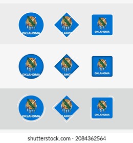 Oklahoma flag icons set, vector flag of Oklahoma. Three versions of icon.