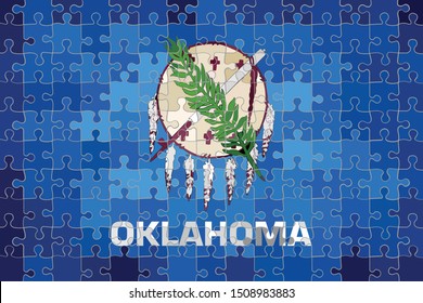 Oklahoma flag made of puzzle background - Illustration