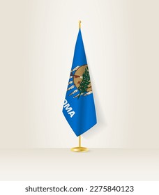 Bandera de Oklahoma en un puesto de bandera. Ilustración vectorial.