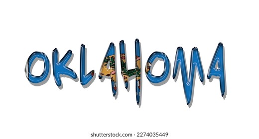 Tipo de letra del texto de la bandera OKLAHOMA, fondo del símbolo, marca de la tipografía tipografía tipografía etiqueta del logotipo, fondo de color 3D, ilustración vectorial