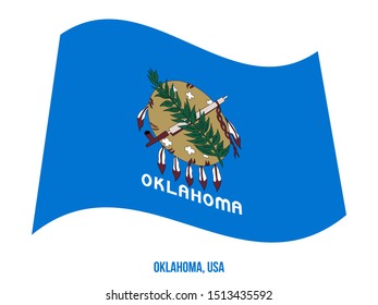 Oklahoma Flag Waving Vector Illustration on White Background. Flag of the United States of America.