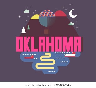 Oklahoma, great destination to visit, vector cartoon