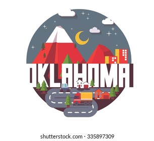 Oklahoma, great destination to visit, vector cartoon