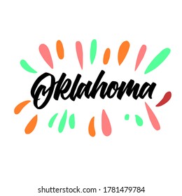 oklahoma hand written city name,brush calligraphy. vector design.