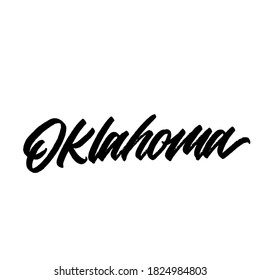 Oklahoma. handwritten modern calligraphy. typography design. Hand written type. Simple vector sign. Vector illustration.