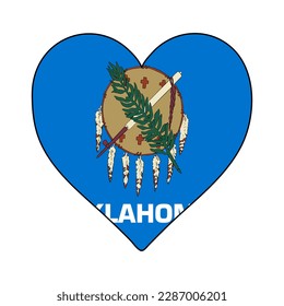 Oklahoma Heart Shape Flag. Love Oklahoma. Visit Oklahoma. Northern America. America. Vector Illustration Graphic Design.
