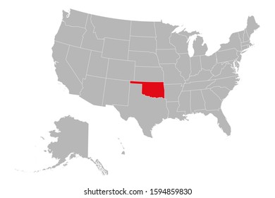 Oklahoma Highlighted Red Color On Usa Stock Vector (Royalty Free ...