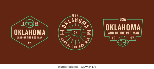 Oklahoma - Land of the Red Man. Oklahoma state logo, label, poster. Vintage poster. Print for T-shirt, typography. Vector illustration