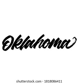 Oklahoma. Lettering inscription. Modern brush calligraphy. typography design. Hand written type. Simple vector sign. Vector illustration.