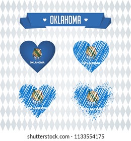 Oklahoma with love. Design vector broken heart with flag inside.
