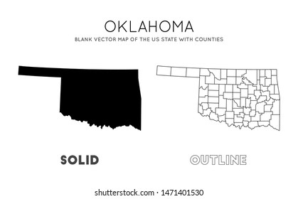 Oklahoma map. Blank vector map of the US state with counties. Borders of Oklahoma for your infographic. Vector illustration.