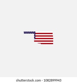 Oklahoma Map and Flag of United States Vector Illustration
